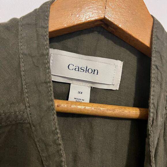 Caslon dark green linen utility zip up jacket XS - Picture 3 of 9
